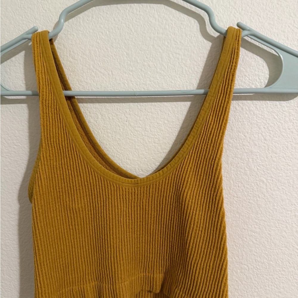 Mustard Ribbed Knit Tank Top - Picture 2 of 2